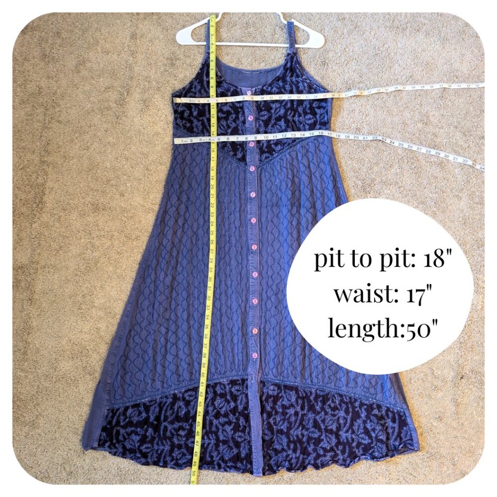 Purple Embroidered Button-Down Maxi Dress - Picture 3 of 5